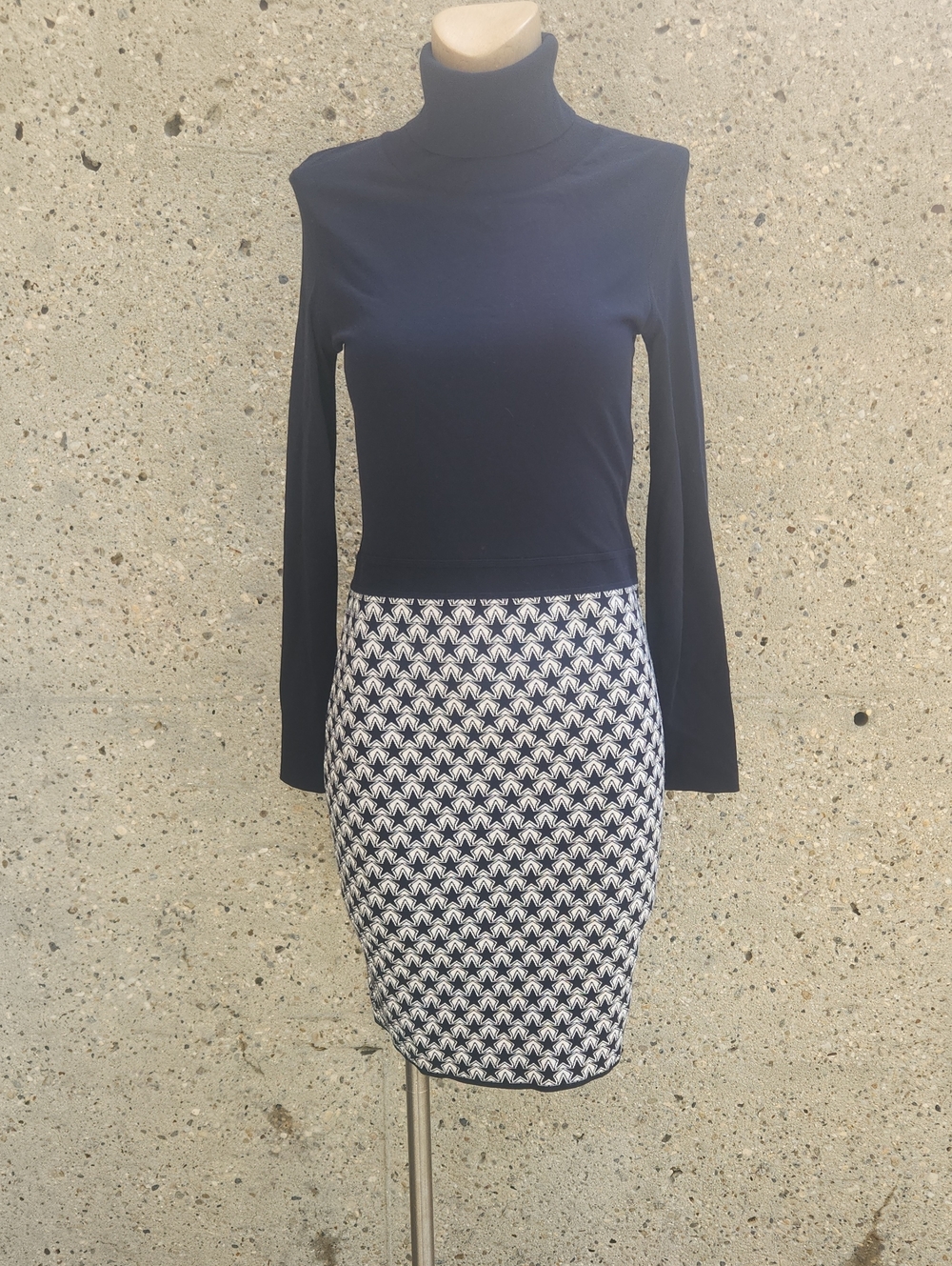 Marc Cain navy star print knit dress